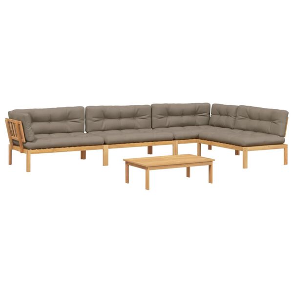 vidaXL Vrtna garnitura iz palet 5-delna z blazinami trden akacijev les