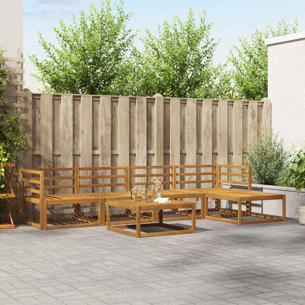 vidaXL Zunanja garnitura za sedenje 6 pcs Naravna Masiven les akacije