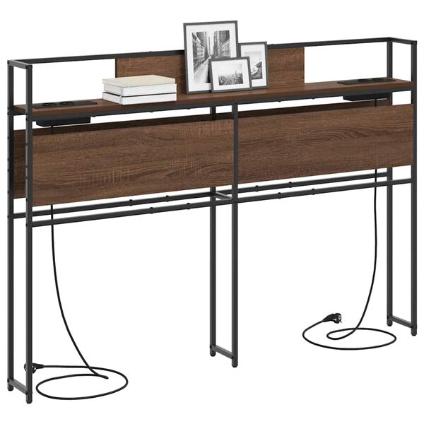 vidaXL Skladi&scaron;čni naslon s polico Rjavi hrast 150 cm Konstruiran les