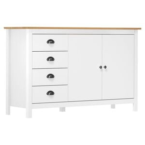 vidaXL Komoda Hill bela 130x40x80 cm trdna borovina