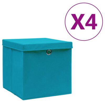 vidaXL Škatle s pokrovi 4 kosi 28x28x28 cm baby modre