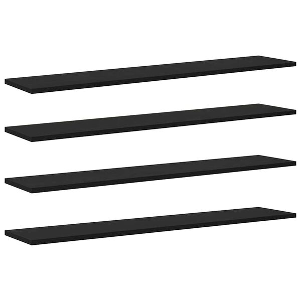 vidaXL Polica za knjige 4 pcs Črna 100 x 20 x 1,5 cm Konstruiran les