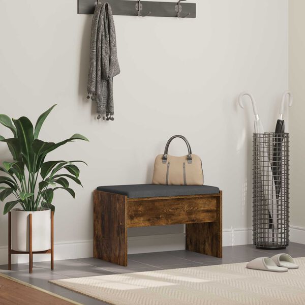 vidaXL Haldna klop z blazino Dimljeni oreh 63 x 38 x 40 cm