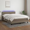 vidaXL Box spring postelja z vzmetnico LED taupe 140x200 cm blago