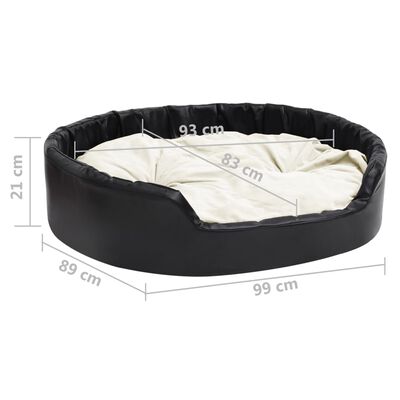vidaXL Pasja postelja črna in bež 99x89x21 cm pliš in umetno usnje