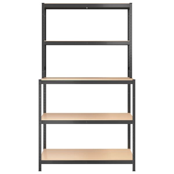 vidaXL 5-nadstropna delovna miza s policami antracit jeklo in inž. les