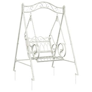 vidaXL Gugalna klop Jeklo 113 x 121,5 x 168 cm Antik bela