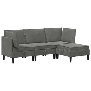 vidaXL Komplet pohi&scaron;tva za dnevno sobo 4 pcs Temno siva Žamet