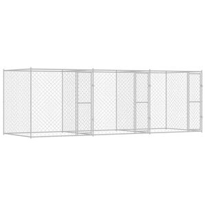 vidaXL Pasja kletka srebrna 600 x 200 x 200 cm Cinkana jeklena
