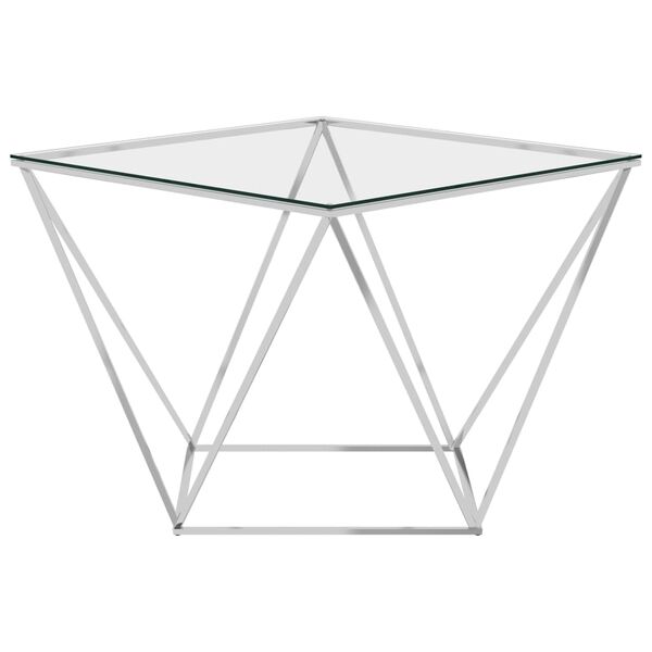 vidaXL Klubska mizica srebrna 80x80x45 cm nerjaveče jeklo