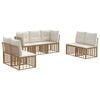 vidaXL Zunanja garnitura za sedenje z blazino 7 pcs Naravna Poliester