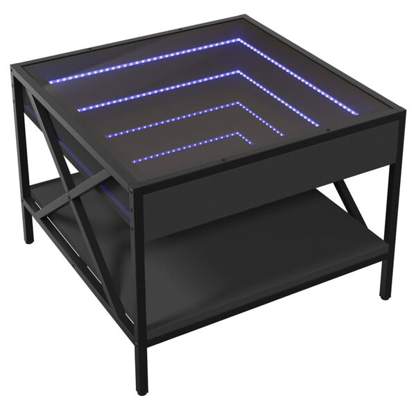 vidaXL Klubska mizica z neskončnimi LED črna 50x50x38 cm