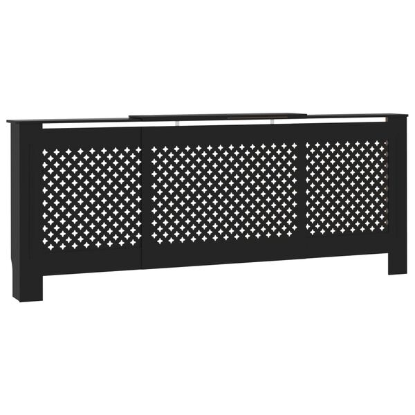vidaXL Pokrov za radiator črn MDF 205 cm