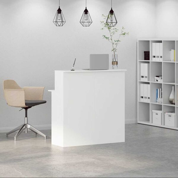 vidaXL Recepcijska miza bela 100x50x103,5 cm inženirski les