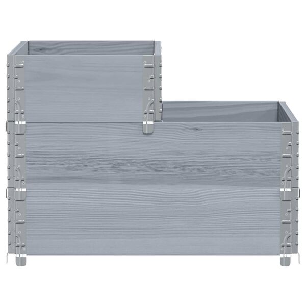 vidaXL Visoka greda 3-nadstropna siva 120x80 cm trdna borovina