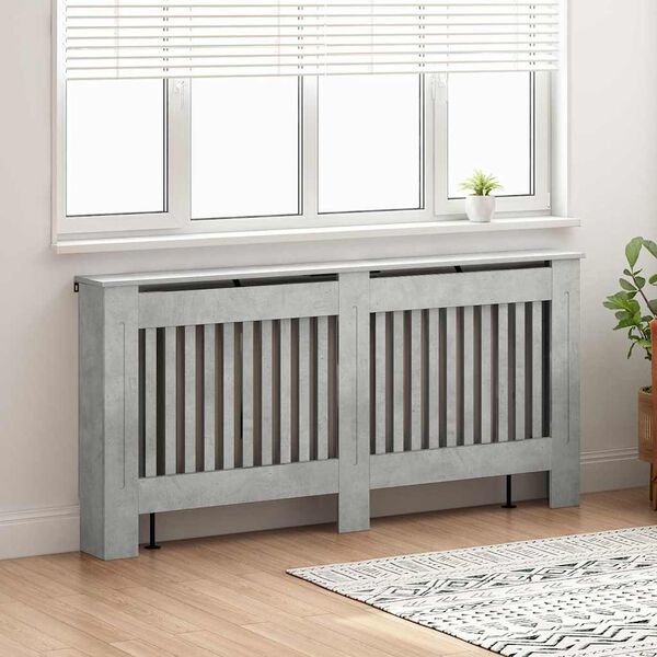 vidaXL Pokrov radiatorja Betonsko siva 172 x 19 x 81,5 cm