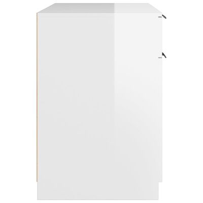 vidaXL Pisalna miza visok sijaj bela 100x50x75 cm konstruiran les