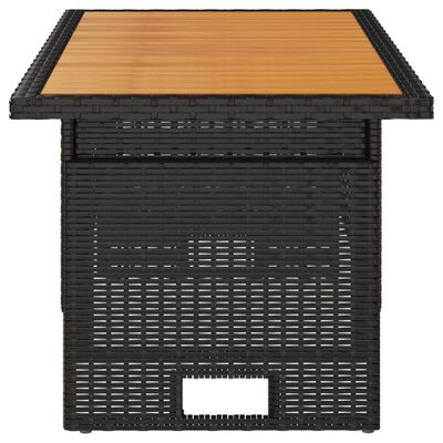 vidaXL Vrtna miza črna 100x50x43/63 cm trden akacijev les & poli ratan