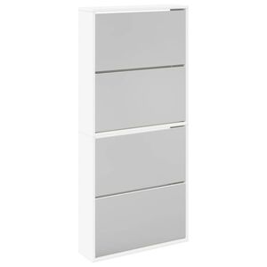 vidaXL Omarica za čevlje 4-nadstropna z ogledali bela 63x17x134 cm