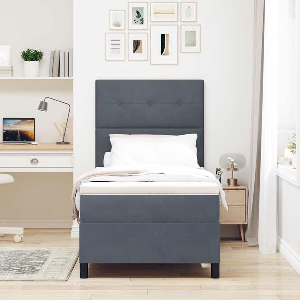 vidaXL Postelja z vzmetnico z vzmetnico Temno siva 80 x 200 cm blago