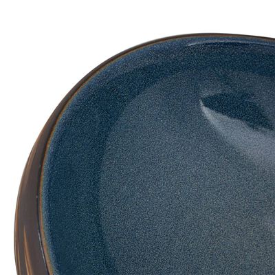 vidaXL Nadpultni umivalnik rjav in moder ovalen 59x40x15 cm keramika