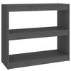 vidaXL Knjižna omara/pregrada siva 80x30x71,5 cm trdna borovina