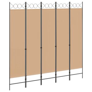vidaXL 5-panelni pregradni zid Bež 200 x 200 cm Blago