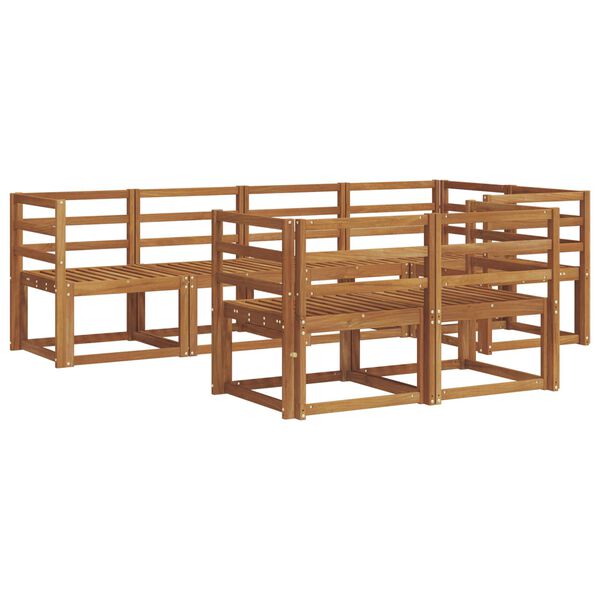 vidaXL Zunanja garnitura za sedenje 7 pcs Naravna in antracitna