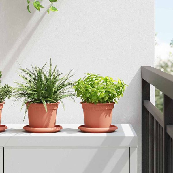 vidaXL Okrogli cvetlični lonec 24 pcs Kamnito rdeča &Oslash; 12,5 x 10 cm