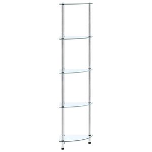vidaXL Polica 5-nadstropna prozorna 30x30x130 cm kaljeno steklo