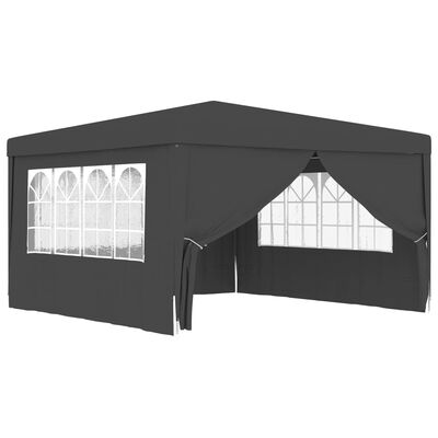 vidaXL Profesionalen vrtni šotor s stranicami 4x4 m antraciten 90 g/m²