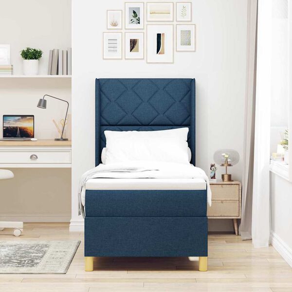 vidaXL Postelja z vzmetnico z vzmetnico Modra 80 x 200 cm blago