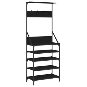 vidaXL Regal za oblačila s prostorom za čevlje črn 70x34x184 cm