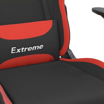 vidaXL Masažni gaming stol z oporo za noge črno in rdeče blago
