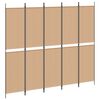 vidaXL 5-panelni pregradni zid Bež 250 x 220 cm Blago