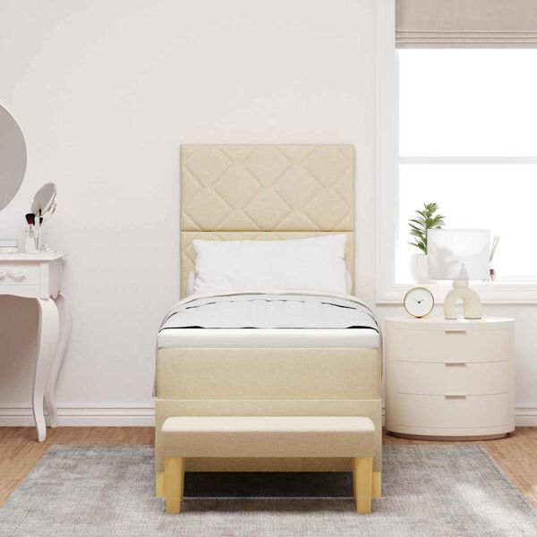 vidaXL Postelja z vzmetnico z vzmetnico krema 80 x 200 cm blago