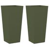 vidaXL Vrtno korito 2 kosa olivno zelena 35x35x75 cm jeklo