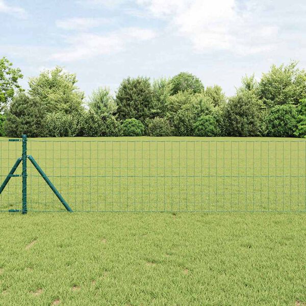 vidaXL Evropska ograja Zelena 0.6 x 10 m PVC prevlečen železo