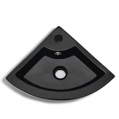 vidaXL Umivalnik z odprtino za odtekanje 45x32x12,5 cm črn