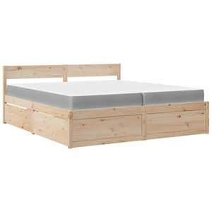 vidaXL Postelja s predali in vzmetnico 200x200 cm borovina