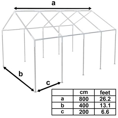 vidaXL Okvir za šotor velikosti 8x4 m iz jekla
