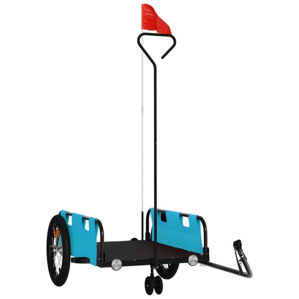 vidaXL Kolesarska prikolica modra oxford tkanina in železo