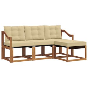 vidaXL Zunanja garnitura za sedenje z blazino 4 pcs Naravna in bež