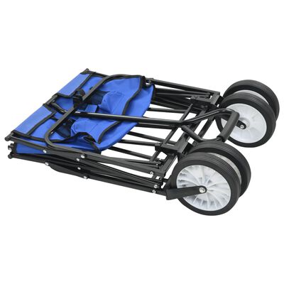 vidaXL Zložljiv ročni voziček jeklen moder