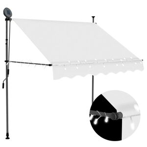 vidaXL Ročno zložljiva tenda z LED lučkami 150 cm krem