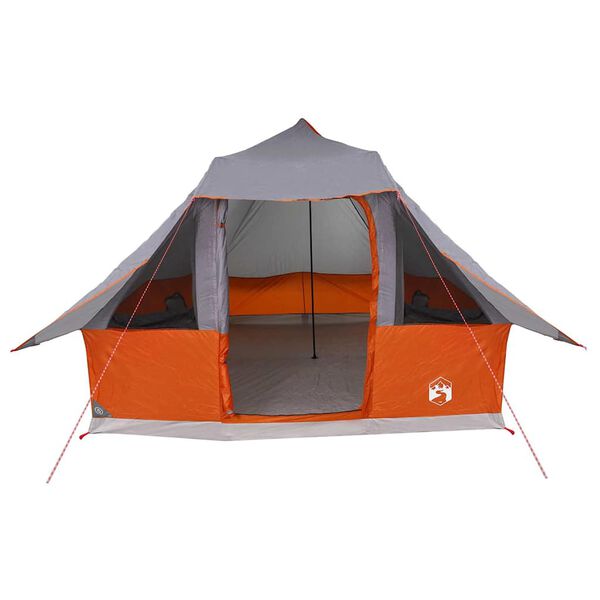 vidaXL Tipi šotor s streho Siva in oranžna 358 x 296 x 258 cm tafeta
