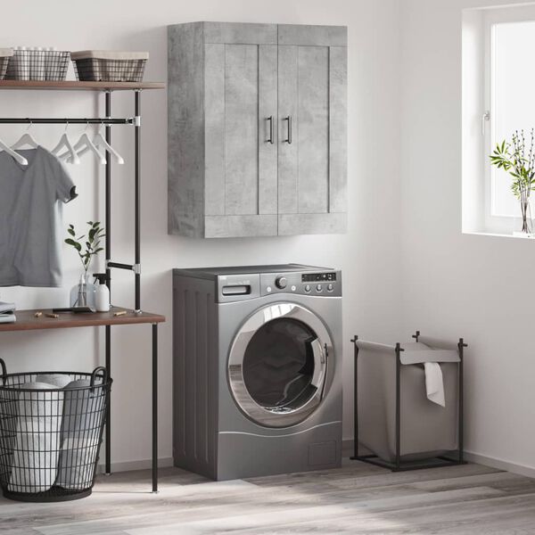 vidaXL Stenska omarica betonsko siva 69,5x34x90 cm inženirski les