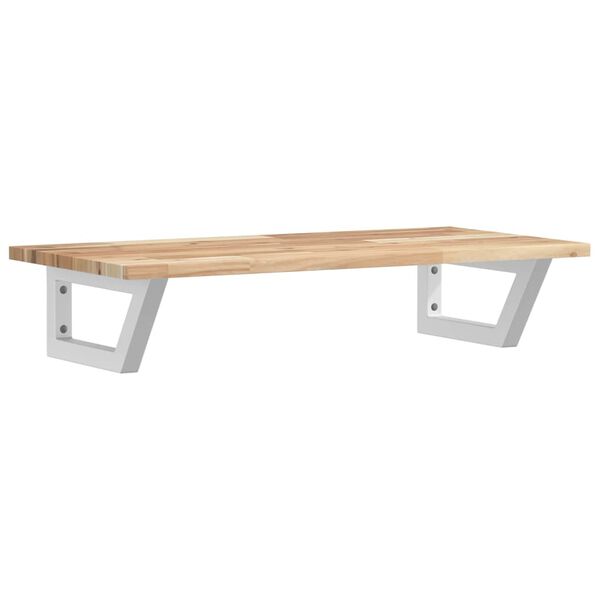 vidaXL Stenska polica za umivalnik jeklo in trden akacijev les