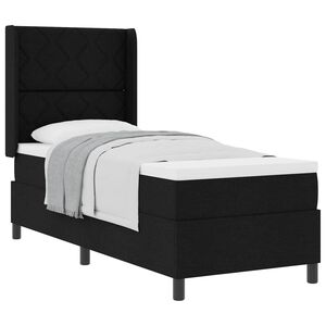 vidaXL Postelja z vzmetnico z blazino Črna 200 x 80 cm blago