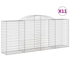 vidaXL Obokana gabionska ko&scaron;ara 11 kos 300x50x120/140cm cinkano železo